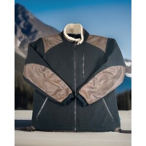 Kuhl Alpenwurxs Jacket Men S Distressed Faux Suede Leather Fleece Full Zip